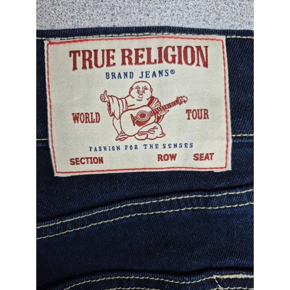 NWT True Religion Rocco Relaxed Skinny Dark Blue Jeans Sz W34 x L32